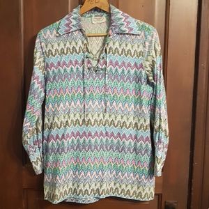 SALE!💥Vintage Lace Up Collared Top